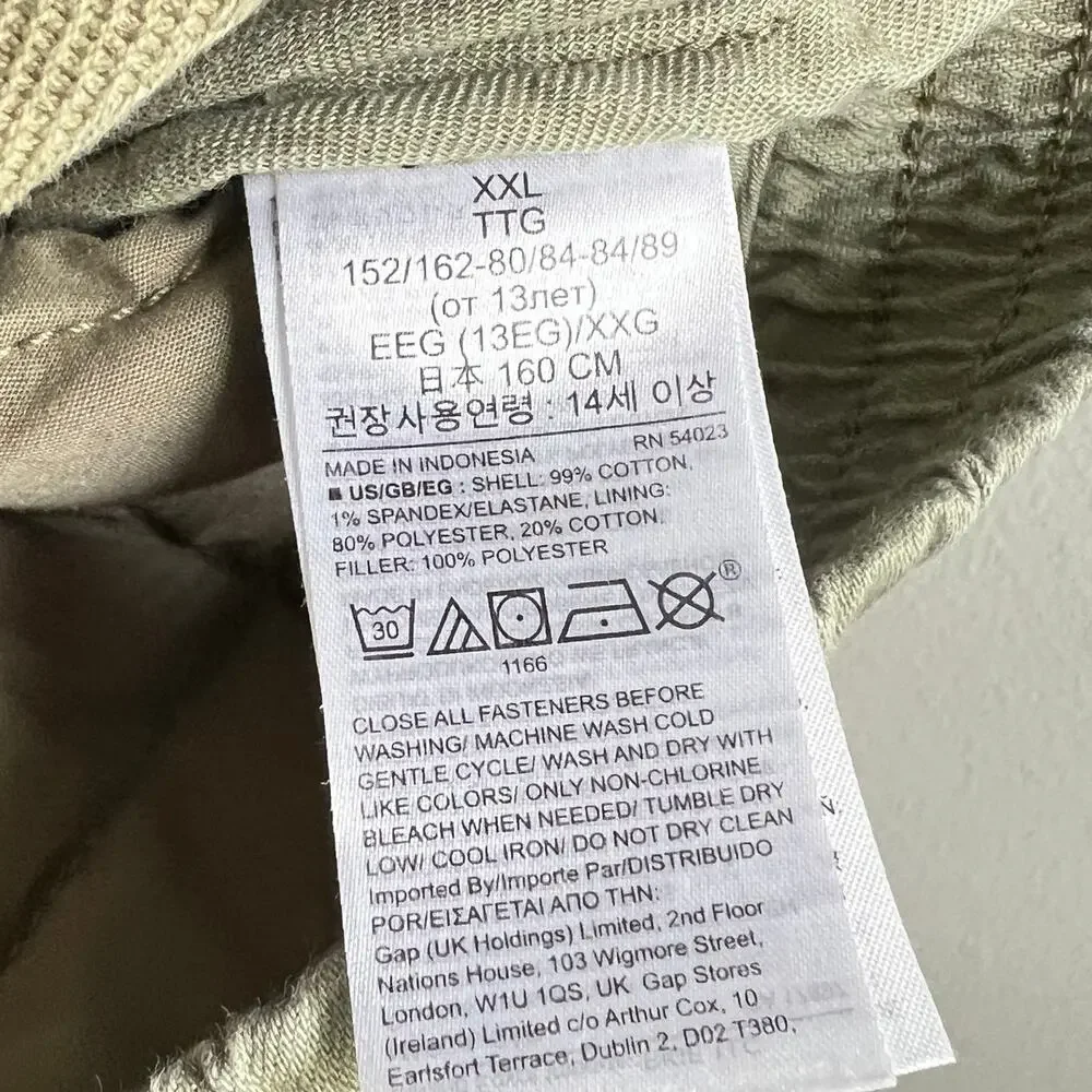 Gap Kids Quilted Utility Jacket Olive Green Girl's XXL 14-16 Full Zip Winter
